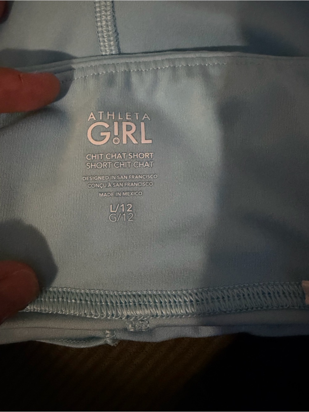 2 pairs of Athleta Girl Light and Dark Blue Chit Chat Shorts - Picture 4 of 9
